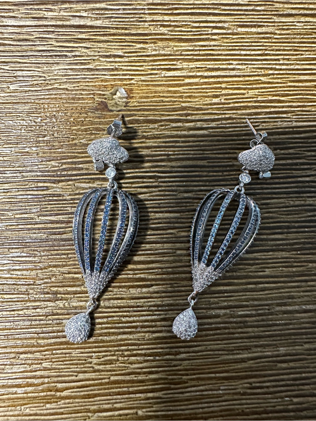 Luxury Hot Balloon Drop Earrings - Crystal Teardrop Dangle 925 Silver